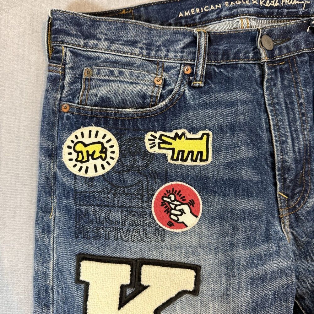 American Eagle Keith Haring Patchwork Distressed … - image 12